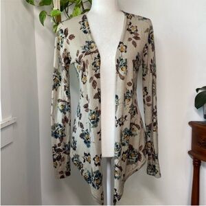 Garnet Hill 100% Merino Wool Draped Open Front Cardigan Boho Women’s XS